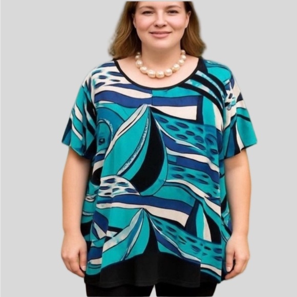 PENNINGTONS Mutiple-color Short Sleeve Blouse 5X - Picture 1 of 12